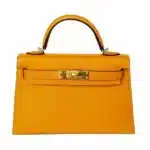 Hermès Mini Kelly 20 Sellier Moutarde Chevre Mysore Gold Hardware Luxury bag