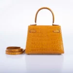 Hermès Mini Kelly 20 Sellier Saffron Shiny Alligator Mississippiensis Gold Hardware replica bags