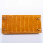 Hermès Mini Kelly 20 Sellier Saffron Shiny Alligator Mississippiensis Gold Hardware replica bags