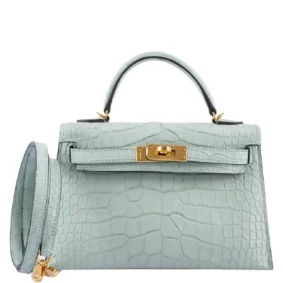 Hermès Mini Kelly 20 Vert D'Eau Matte Alligator Mississippiensis Gold Hardware Replica designer handbags