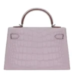 Hermès Mini Kelly II Sellier Mauve Pale Matte Alligator Mississippiensis Palladium Hardware Lushentic Bags