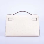 Hermès Rare Collectible Kelly Pochette Sellier Nata Ostrich Boreal Gold Hardware