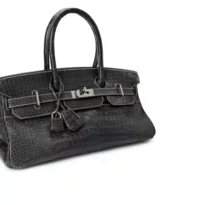 Hermès Rare Collectible 2007 Birkin 42 "Shoulder Birkin" Graphite Matte Porosus Crocodile JPG Shoulder Palladium Hardware replica handbags online