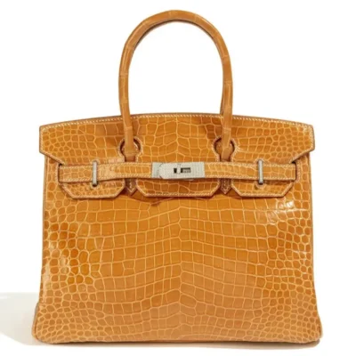 Hermès Rare Collectible 2008 Birkin 30 Yellow Matte Alligator Mississippiensis Diamonds Palladium Hardware