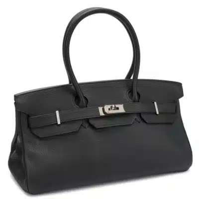 Hermès Rare Collectible 2009 Birkin 42 “Shoulder Birkin" Black Clemence JPG Shoulder Palladium Hardware