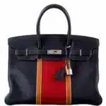 Hermès Rare Collectible 2013 Birkin 35 Indigo Fjord, Barenia Leather & Crinoline Club Palladium Hardware Replica Designer Bags