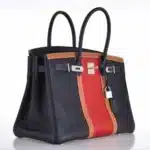 Hermès Rare Collectible 2013 Birkin 35 Indigo Fjord, Barenia Leather & Crinoline Club Palladium Hardware Replica Designer Bags