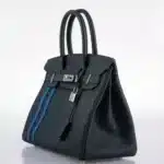 Hermès Rare Collectible 2018 Birkin 30 Vert Cyprès/Bleu Zellige Stripe Togo Lining & Swift Officier Palladium Hardware