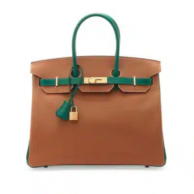 Hermès HSS 2020 Custom Birkin 35 Gold And Malachite Epsom Gold Hardware