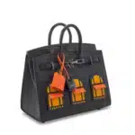 Hermès Rare Collectible Birkin 20 Sellier Jaune Ambre/Orange H/Black Matte Alligator Mississippiensis, Veau Madame Sombrero, & Swift Faubourg Black PVD Hardware Lushentic replica handbags