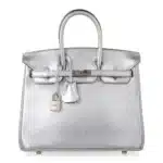 Hermès Rare Collectible Birkin 25 Metallic Silver Chevre Brushed Palladium Hardware