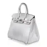 Hermès Rare Collectible Birkin 25 Metallic Silver Chevre Brushed Palladium Hardware