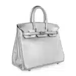 Hermès Rare Collectible Birkin 25 Metallic Silver Chevre Brushed Palladium Hardware