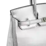 Hermès Rare Collectible Birkin 25 Metallic Silver Chevre Brushed Palladium Hardware