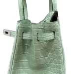 Hermès Rare Collectible Birkin 25 Retourne Vert D Eau Matte Moreletti Crocodile Diamond Encrusted 18k White Gold Hardware