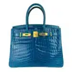 Hermès Rare Collectible Birkin 30 Blue Izmir Shiny Niloticus Crocodile Gold Hardware