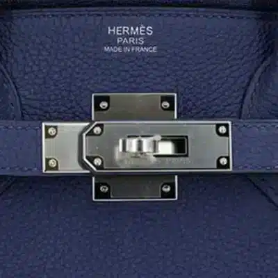 Hermès Rare Collectible Birkin 30 Blue Sapphire Togo, Swift, & Canvas 3 In 1 Handbag logo1