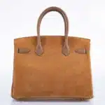 Hermès Rare Collectible Birkin 30 Chamois/Alezan Swift & Veau Doblis Suede Grizzly Gold Hardware