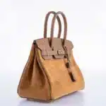 Hermès Rare Collectible Birkin 30 Chamois/Alezan Swift & Veau Doblis Suede Grizzly Gold Hardware