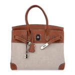 Hermès Rare Collectible Birkin 30 Multicolor Toile & Barenia Crinoline Bag Charm Palladium Hardware Replica luxury handbag