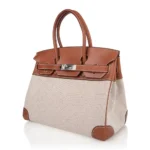 Hermès Rare Collectible Birkin 30 Multicolor Toile & Barenia Crinoline Bag Charm Palladium Hardware Replica luxury handbag