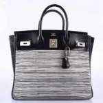 Hermès Rare Collectible Birkin 32 Grey And Black Box Calf & Vibrato HAC Palladium Hardware