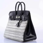 Hermès Rare Collectible Birkin 32 Grey And Black Box Calf & Vibrato HAC Palladium Hardware