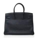 Hermès Rare Collectible Birkin 35 Blue Indigo/Fauve Barenia/Crinoline Fjord Club Palladium Hardware