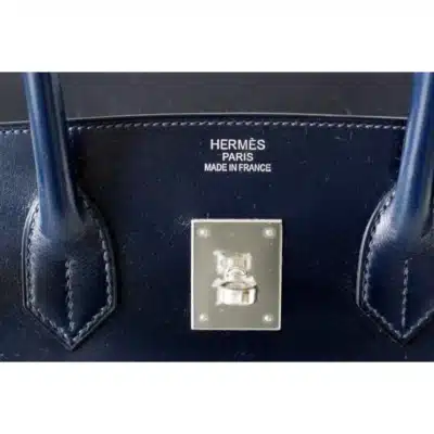 Hermès Rare Collectible Birkin 35 Blue Marine Coveted Box Calfskin logo1