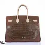 Hermès Rare Collectible Birkin 35 Gris Elephant/Etrusque/Ficelle Tri-Exotic Ghillies Grand Marriage Permabrass Hardware