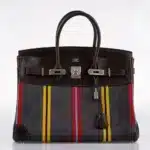 Hermès Rare Collectible Birkin 35 Jumping Multicolor Canvas & Ebene Box Calf Palladium Hardware Lushentic replica handbags