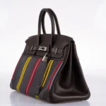 Hermès Rare Collectible Birkin 35 Jumping Multicolor Canvas & Ebene Box Calf Palladium Hardware Lushentic replica handbags