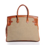 Hermès Rare Collectible Birkin 35 Natural Barenia & Toile Flag Permabrass Hardware High-quality Lushentic Grade