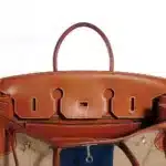 Hermès Rare Collectible Birkin 35 Natural Barenia & Toile Flag Permabrass Hardware High-quality Lushentic Grade