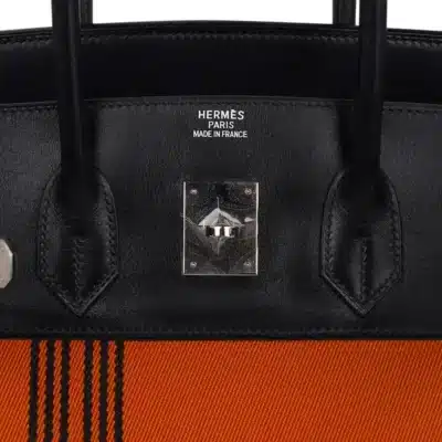 Hermès Rare Collectible Birkin 35 Orange Potamus Toile/Box Calf Palladium Hardware