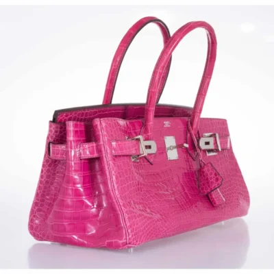 Hermès Rare Collectible Birkin 42 “Shoulder Birkin” Bubblegum Pink Fuchsia Shiny Porosus Crocodile JPG Palladium Hardware