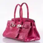 Hermès Rare Collectible Birkin 42 “Shoulder Birkin" Fuchsia Shiny Porosus Crocodile JPG Shoulder Palladium Hardware