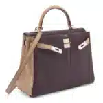 Hermès Rare Collectible Custom Kelly 32 Retourné Raisin & Gris Tourterelle Togo Palladium Hardware