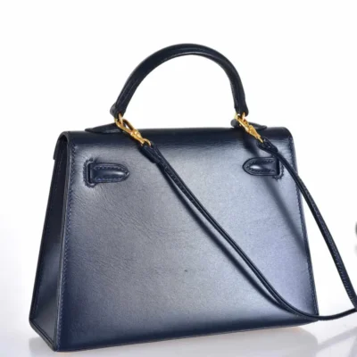 Hermès Rare Collectible Kelly 15 Sellier Blue Box Calfskin Gold Hardware Luxury replica handbag