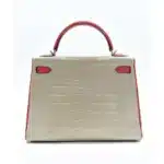 Hermès Rare Collectible Kelly 25 Retourné Gris Perle & Rose Extrême Matte Alligator Mississippiensis Custom Brushed Palladium Hardware Replica inspired