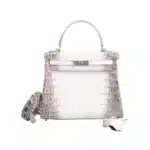 Hermès Rare Collectible Kelly 25 Retourne White Himalayan Matte Niloticus Crocodile Palladium Hardware