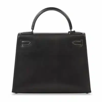 Hermès Rare Collectible Kelly 28 Sellier Black And So Black Feathers & Box Calfskin back1