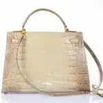 Hermès Rare Collectible Kelly 32 Vert Celadon and Himalayan Natural Alligator Gold Hardware High-quality replica