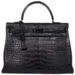 Hermès Rare Collectible Kelly 35 SO Black Matte Alligator Mississippiensis Black Hardware luxury bags