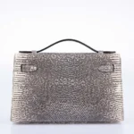 Hermès Rare Collectible Kelly Pochette Ombré Lizard Palladium Hardware Replica designer handbags