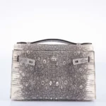 Hermès Rare Collectible Kelly Pochette Ombré Lizard Palladium Hardware Replica designer handbags