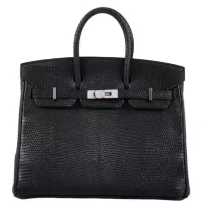 Hermès Vintage 2009 Birkin 25 Black Salvator Lizard With Jacob & Co. Diamond Encrusted 18k White Gold Hardware