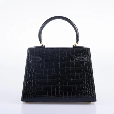 Hermès Vintage Mini Kelly 20 Black Noir Shiny Alligator Mississippiensis Gold Hardware Quality Rep