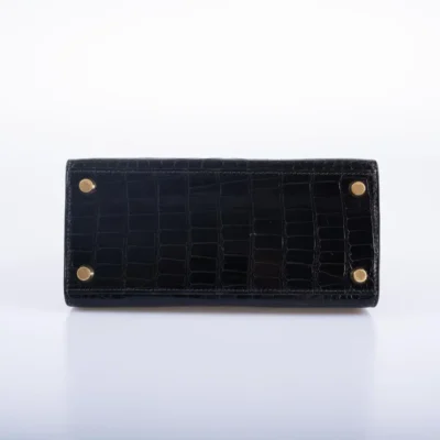 Hermès Vintage Mini Kelly 20 Black Noir Shiny Alligator Mississippiensis Gold Hardware Quality Rep