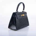 Hermès Vintage Mini Kelly 20 Black Noir Shiny Alligator Mississippiensis Gold Hardware Quality Rep